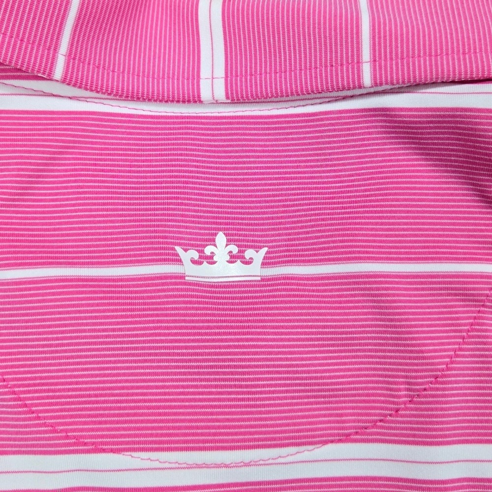 Peter Millar Polo Shirt Element Striped Performance Pink Sands Womens XL - Picture 5 of 8